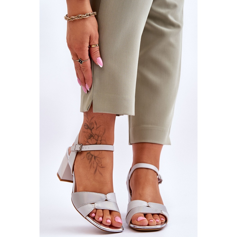 Sergio Leone SK898 Graue Sandalen mit niedrigem Absatz 1