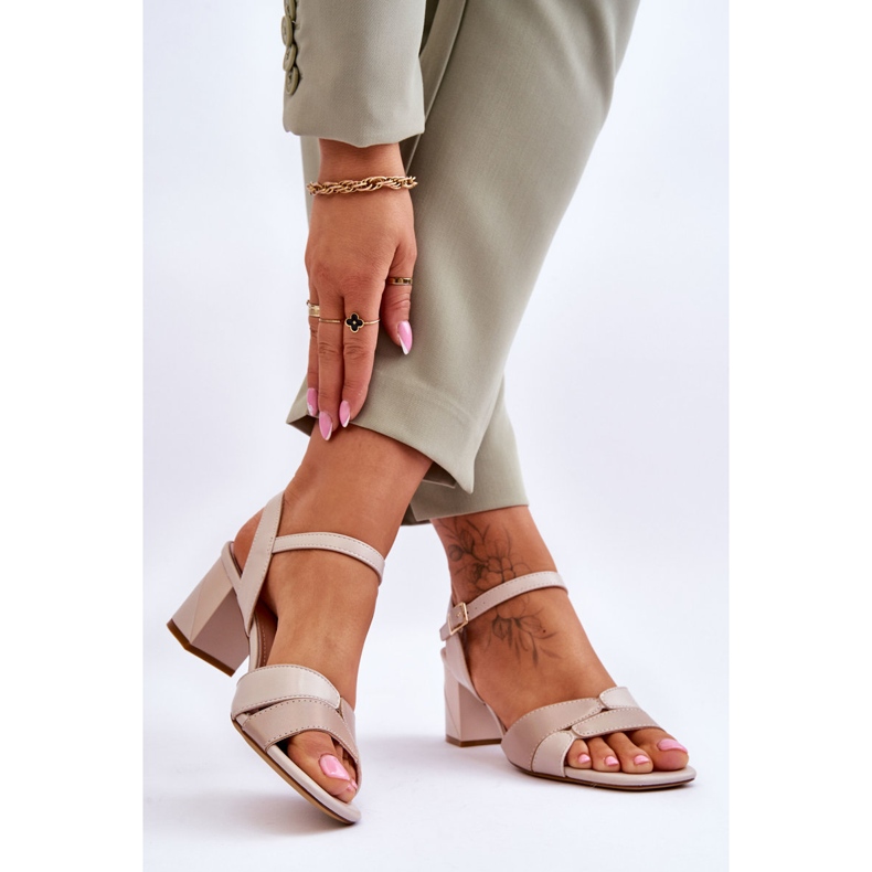 Sergio Leone SK898 Sandalen mit niedrigem Absatz Beige 2