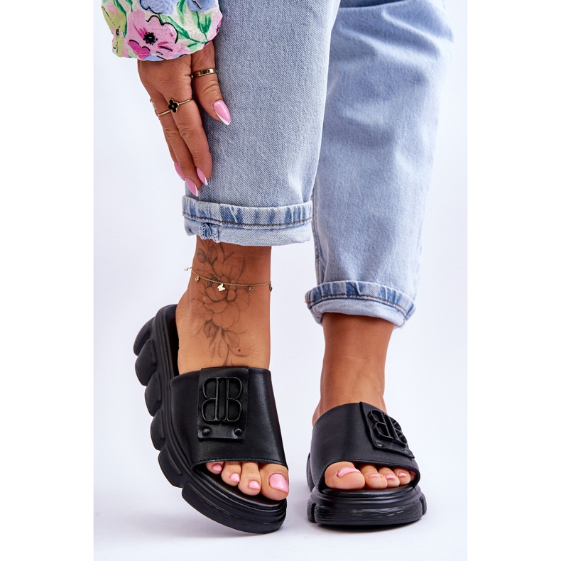 Vinceza Plateau-Slipper für Damen mit Verzierung Schwarz Monroe 1