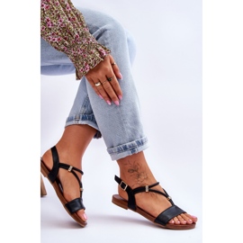 Damen Flache Sandalen S.Barski KV-541-120 Schwarz 2