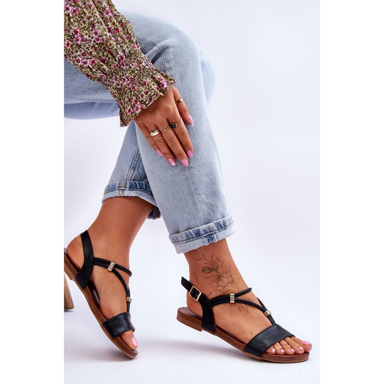 Damen Flache Sandalen S.Barski KV-541-120 Schwarz 2