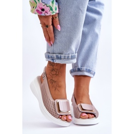 Durchbrochene Ledersandalen S.Barski BN291 Pink rosa 1