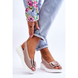 Durchbrochene Ledersandalen S.Barski BN291 Pink rosa 2