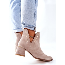 Lewski Shoes Damen Wildleder Stiefeletten mit Ausschnitten Lewski Cappuccino 3074 / B beige 4