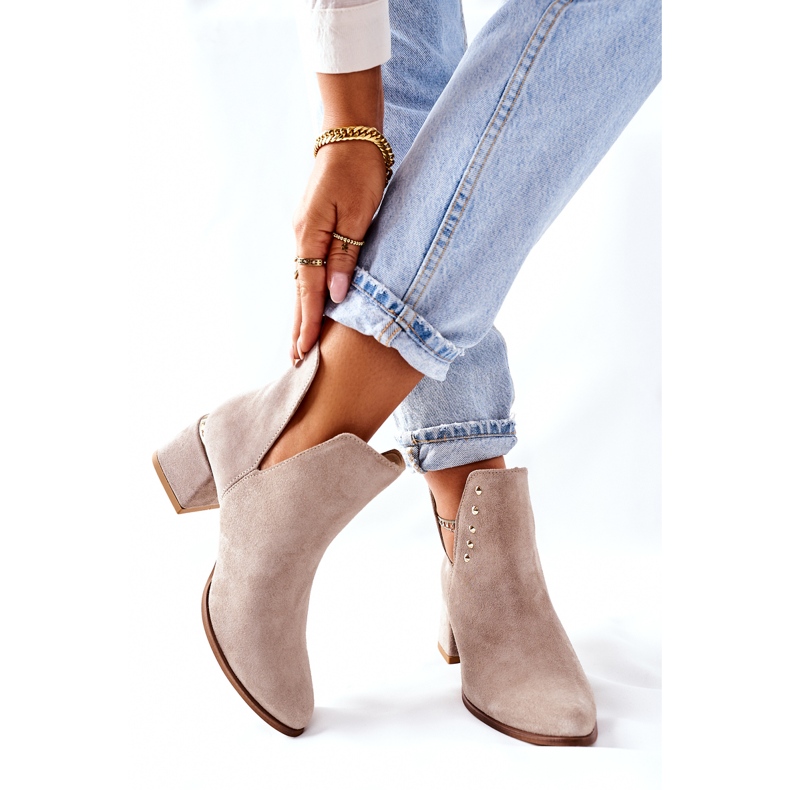 Lewski Shoes Damen Wildleder Stiefeletten mit Ausschnitten Lewski Cappuccino 3074 / B beige 2