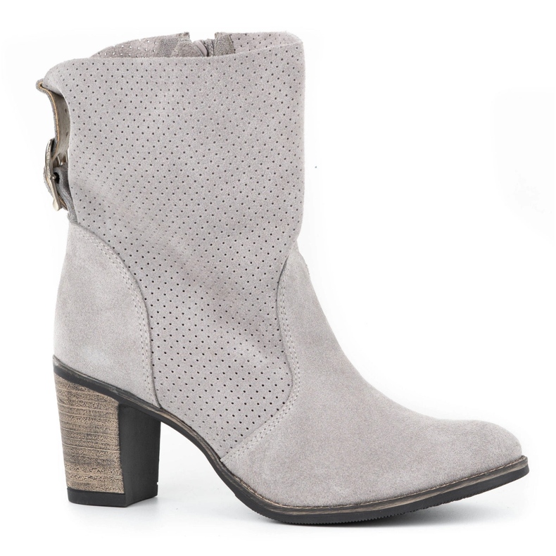 Olivier Sophia graue Stiefel aus durchbrochenem Leder 1