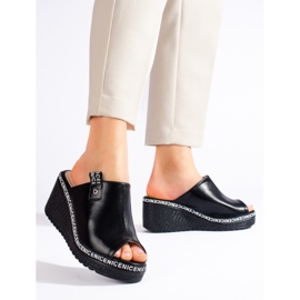 Schwarze Shelovet Keilhausschuhe für Damen 2