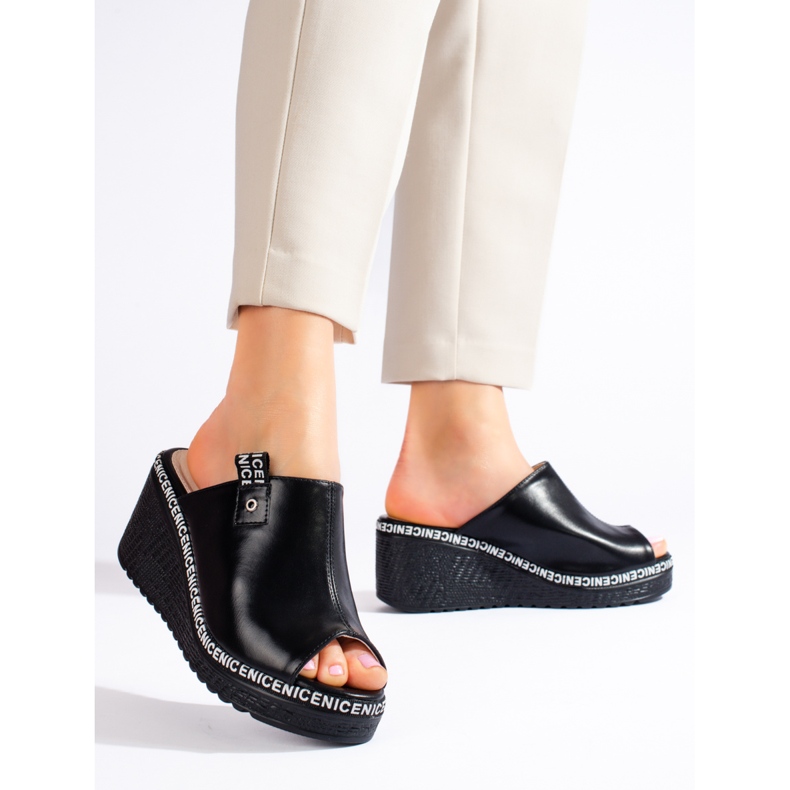 Schwarze Shelovet Keilhausschuhe für Damen 2