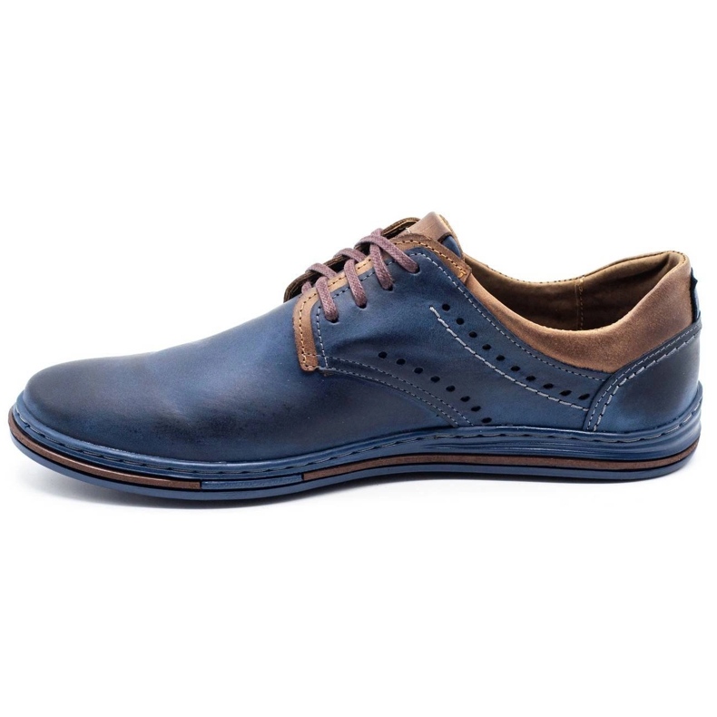 Polbut Lässiger Herrenschuh 402 Marineblau mit Braun 1