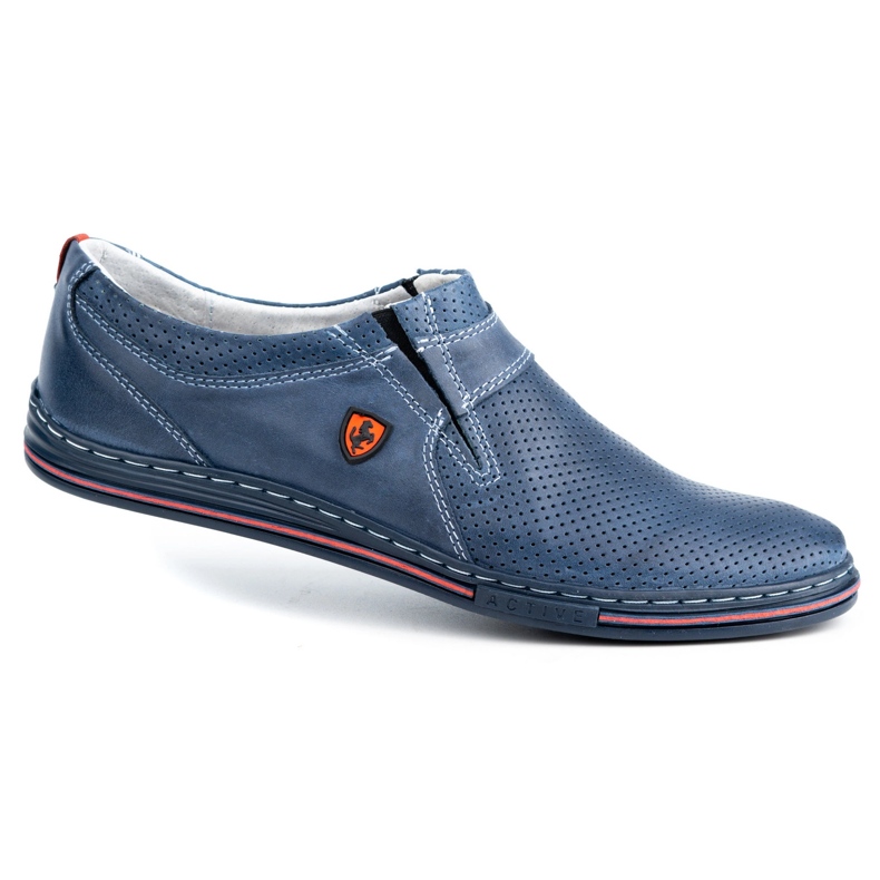 Polbut Herren Lederschuhe 362 mit marineblauer Perforation 2
