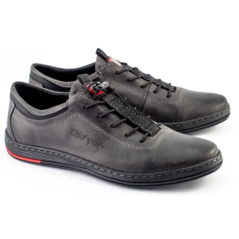 Polbut Herren Leder Freizeitschuhe K23 grau 1