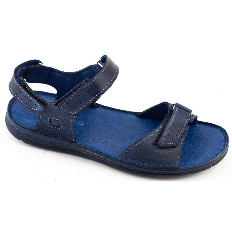 KOMODO Herrensandalen aus Leder 881K Marineblau navy blau 1