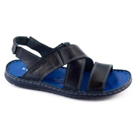 KOMODO Herrensandalen aus Leder 882K dunkelblau navy blau 2