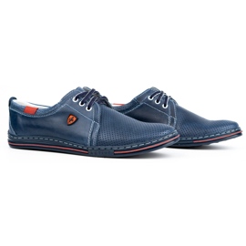 Polbut Lederschuhe für Herren 343, marineblaue Perforation 1