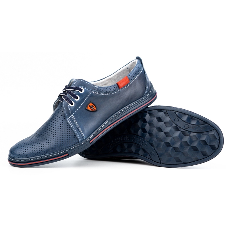 Polbut Lederschuhe für Herren 343, marineblaue Perforation 2