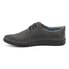 Polbut Herren Lederschuhe 343, graue Perforation 1