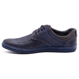 Polbut Lederschuhe für Herren 402 Sommer Marineblau mit Grau 2