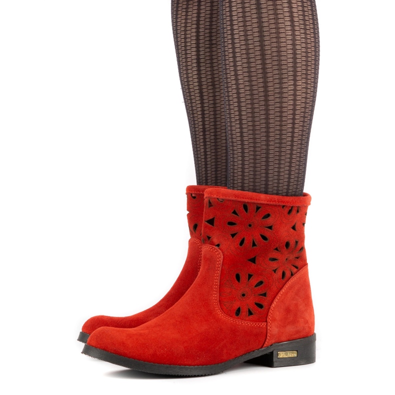 Olivier Bequeme Alice rote durchbrochene Stiefel 1