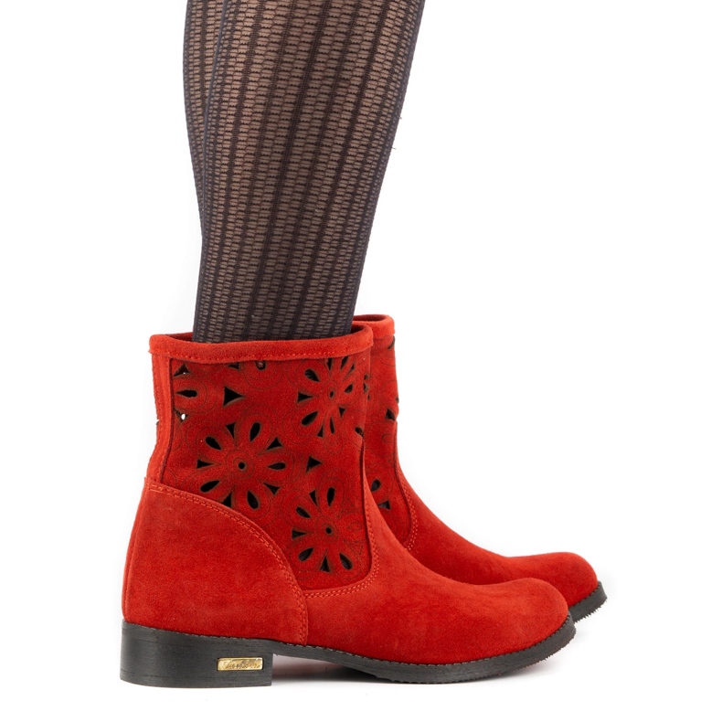 Olivier Bequeme Alice rote durchbrochene Stiefel 2