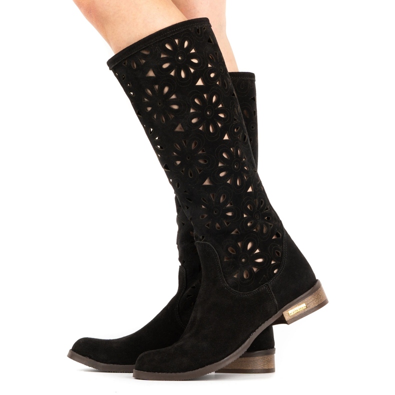 Olivier Durchbrochene Damenstiefel NO, schwarz 1