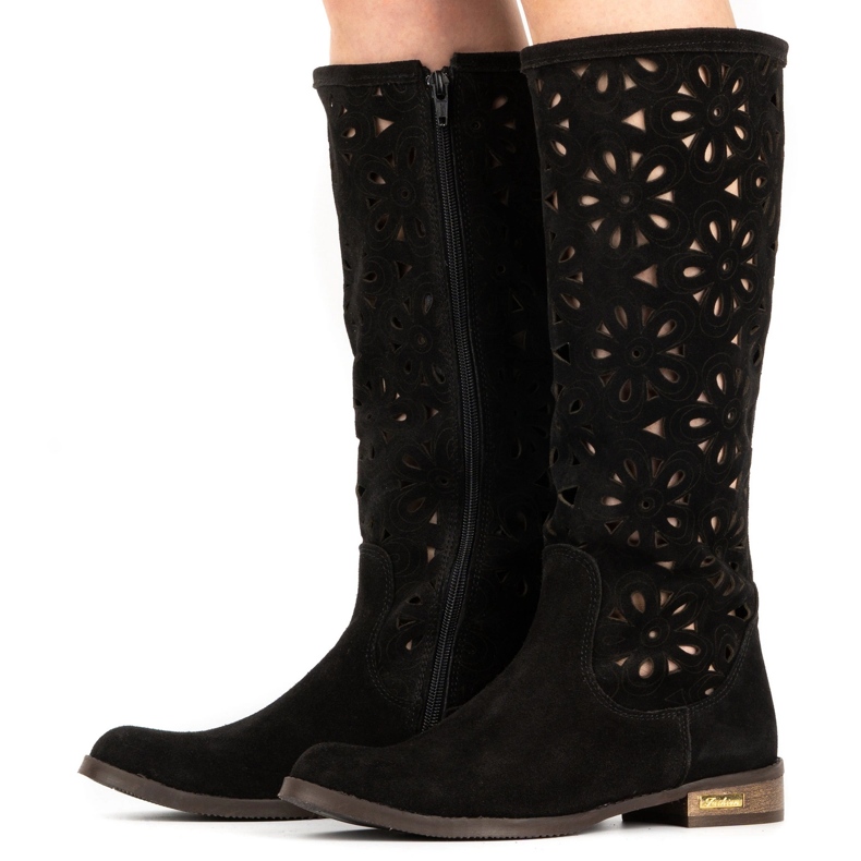 Olivier Durchbrochene Damenstiefel NO, schwarz 2