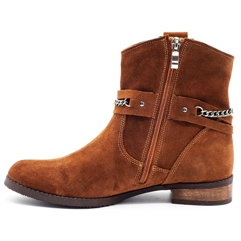 Olivier Damenstiefel isoliert mit einer Kette Luna rot orange 1