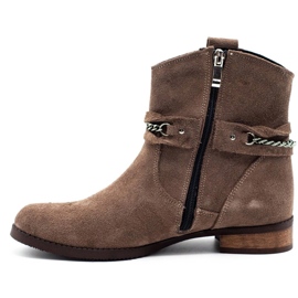 Olivier Isolierte Damenstiefel mit Kette Luna beige 1