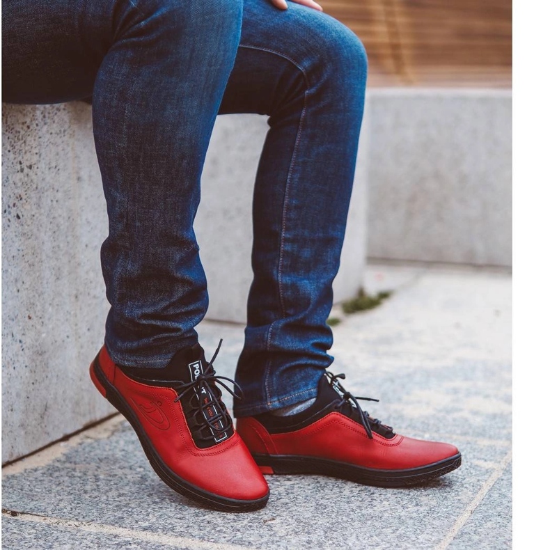 Polbut Rote Herren Leder Freizeitschuhe K24 mit schwarzer Unterseite 1