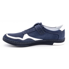 Polbut Herren Freizeitschuhe aus Leder 2102 marineblau mit weiß 1