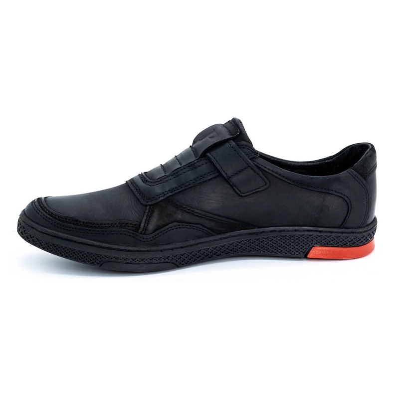 Polbut Herren Freizeit Lederschuhe 2102 schwarz mit rot 1