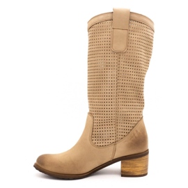 Olivier Durchbrochene Damenstiefel D44 beige 1