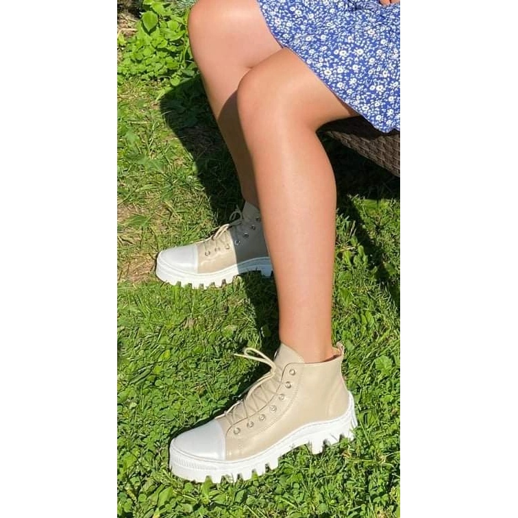 Polbut Leder Damenstiefel D1 beige 2