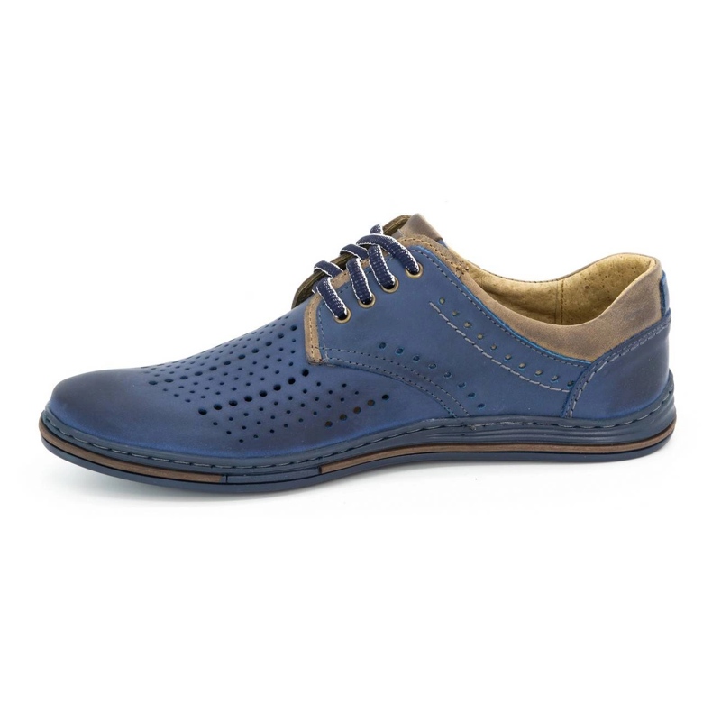 Polbut Lederschuhe für Herren 402 Sommer marineblau mit braun 1