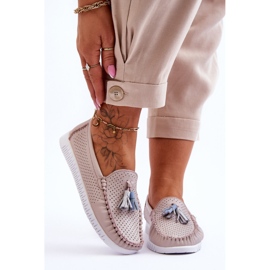 Loafer aus durchbrochenem Leder für Damen Hellrosa Lanzarot 1