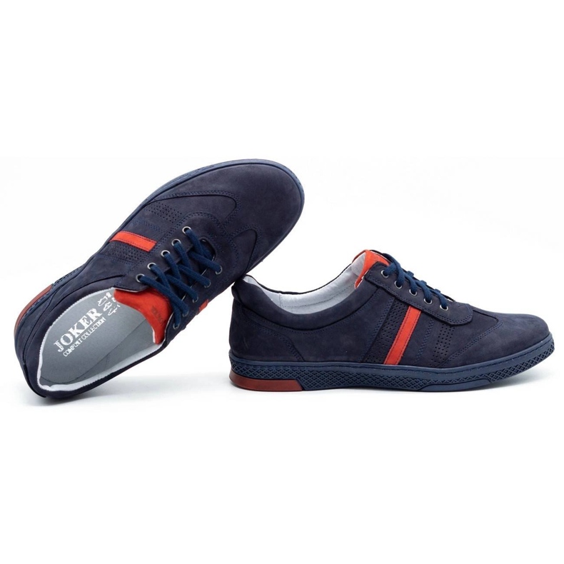 Joker Herren Leder Freizeitschuhe 521/2 marineblau navy blau 1