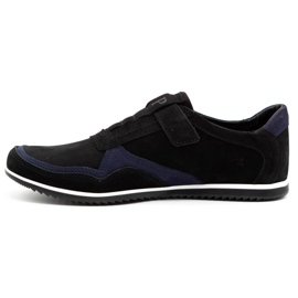 Polbut Herren Freizeitschuhe aus Leder 2102/2 schwarz mit marineblau navy blau 1