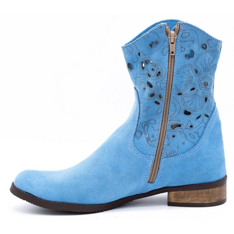 Olivier Bequeme blaue Jess Stiefel mit Lochmuster 1