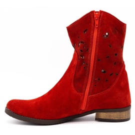 Olivier Bequeme Jess rote durchbrochene Stiefel 1