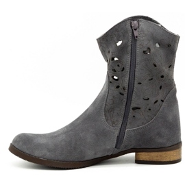 Olivier Bequeme Jess dunkelgraue durchbrochene Stiefel 1