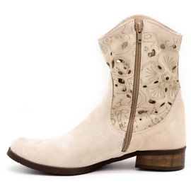 Olivier Bequeme Jess hellbeige durchbrochene Stiefel 1