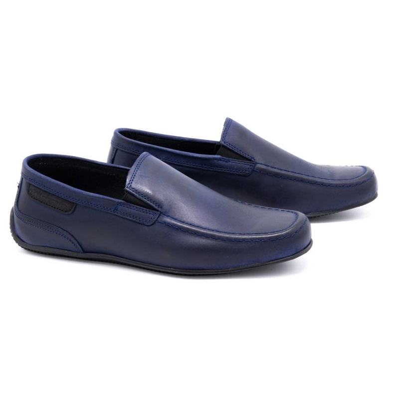 Polbut Herren-Lederloafer 2105 marineblau genarbt 2