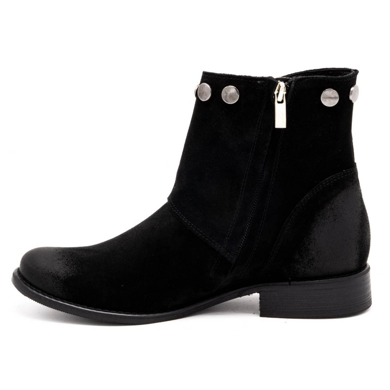 Exquisite Leder Damenstiefel mit Nieten 1198 schwarz 1