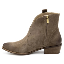 Exquisite Leder Damenstiefel 1137 dunkelbeige 1