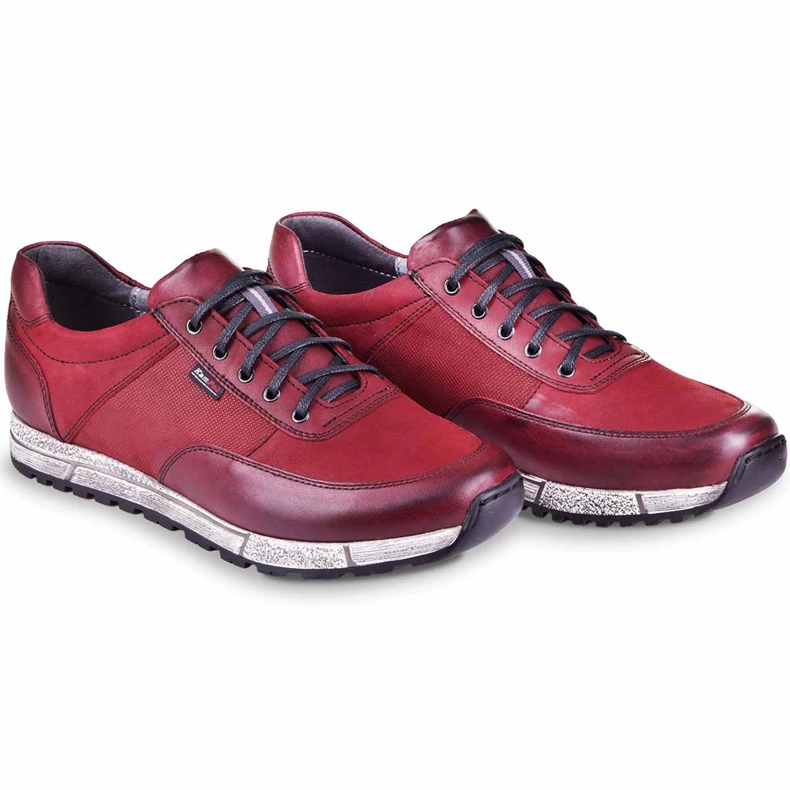 Kampol Herren Freizeitschuhe aus Leder 31/34 kastanienbraun rot 2