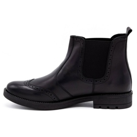 Olivier Herren Chelsea Boots, Leder Brogues 7003KB schwarz 1