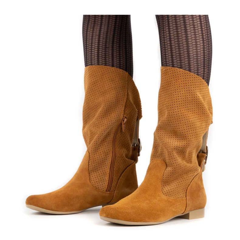 Olivier Durchbrochene Elena Stiefel rot orange 1