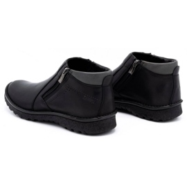 Kampol Herrenschuhe Leder Stiefeletten 130KA schwarz 1
