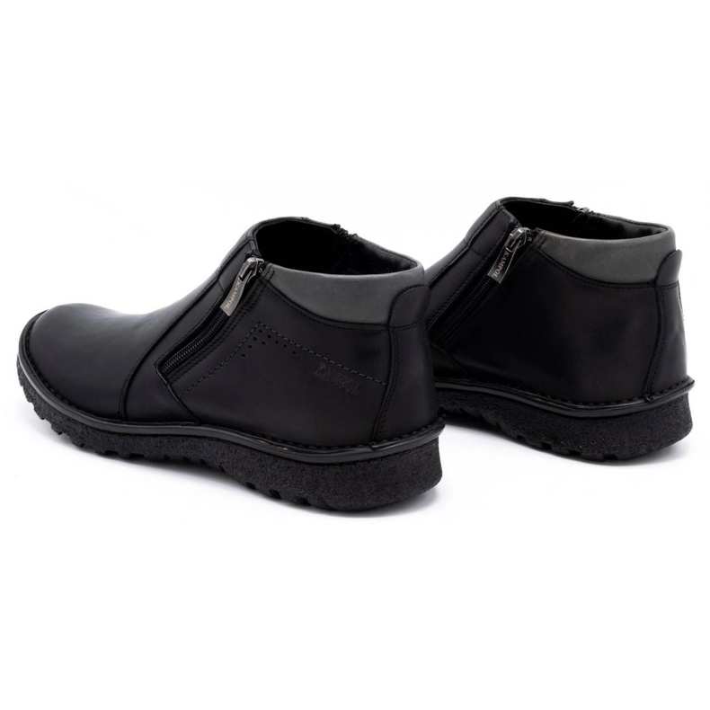 Kampol Herrenschuhe Leder Stiefeletten 130KA schwarz 1