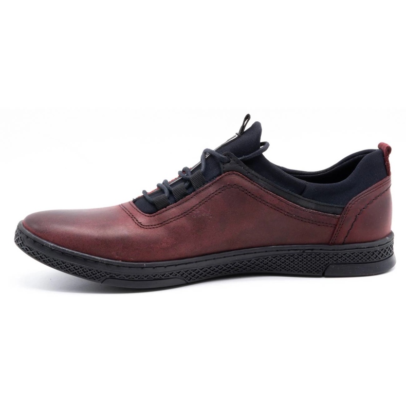 Polbut Herren-Leder-Freizeitschuhe K24 burgunderfarbene Maserung rot 1