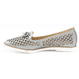 Cortesini Silberne durchbrochene Lederschuhe für Damen 02210 1